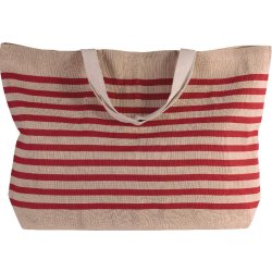 Grand sac fourre-tout en toile juco - avec soufflet et anses contrastées - Réf: KI0228 - Marque Kimood