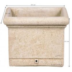 Jardinière carrée lisse - PJ45 - 44 cm - Béton vieilli résistant au gel et intempéries