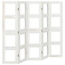 Décoshop26 - Paravent séparateur de pièce cloison 5 panneaux en bois de paulownia blanc porte photos DEC030964 - blanc 3000258211422