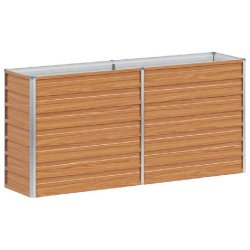 Helloshop26 - Jardinière surélevée style industriel à fleurs 160 x 40 x 77 cm en acier galvanisé marron clair 02_0059015 - marron acier 3000240899171