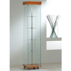 Vitrine à tablettes tournantes 4/18GVA - colonne en verre trempé - finition cerisier