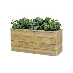 HORTALIA Jardinière en bois avec réserve d’eau Nidum Basic 86 x 34 x 40 cm – Intérieur et extérieur - marron Bois massif N834