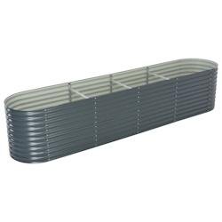 Helloshop26 - Jardinière lit surélevé plantes fleurs jardin 400 x 80 x 81 cm acier galvanisé gris 02_0001053 02_0001053 - gris acier 3666982309684
