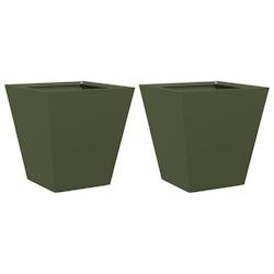 Helloshop26 - Jardinière bac lit surélevé plantes fleurs jardin terrasses lot de 2 olive 30 x 30 x 30 cm acier vert - vert acier 3000218049072