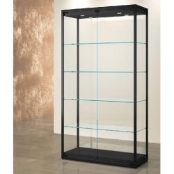 Vitrine T-Métal colonne 95x45xH190cm 4 spots LED - noir