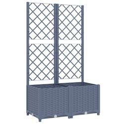 Helloshop26 - Jardinière bac lit surélevé plantes fleurs terrasse jardin avec treillis 80 x 40 x 136 cm PP gris 02_0038306 - gris 3000214165776