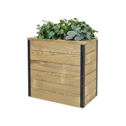 HORTALIA Jardinière en bois avec réserve d’eau Nidum 60 x 34 x 60 cm – Intérieur et extérieur - marron Bois massif N636AL
