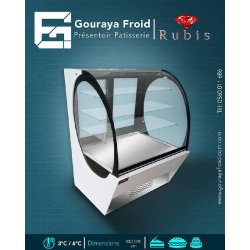 Présentoir pâtisserie RUBIS - réfrigéré en Corian, inox et verre - design élégant