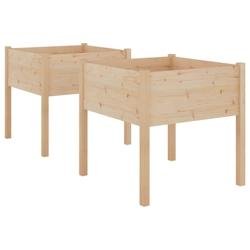 Helloshop26 - Jardinière bac lit surélevé plantes fleurs jardin terrasses d'extérieur lot de 2 70 x 70 x 70 cm bois de pin massif 02_0038904 - Boi