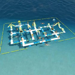 Parcours flottant gonflable 260P - Réf. MBL002-1-1-2-1-1-1-1-1-LI - Aquapark 260 personnes, obstacles, trampolines et toboggans