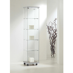 Vitrine colonne standard éclairage 4/18LVA - verre trempé - 40 x 40 x 181 cm - gris