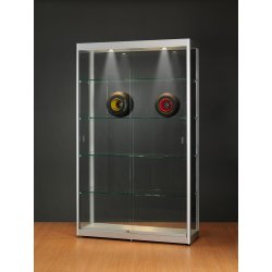 Vitrine haute argent l 120 cm avec structure aluminium et éclairage led