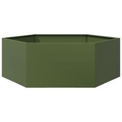 Helloshop26 - Jardinière bac lit surélevé plantes fleurs terrasse jardin olive hexagone 138 x 120 x 45 cm acier vert 02_0038709 - vert acier 300021