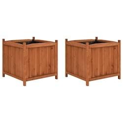 Helloshop26 - Lot de 2 jardinières surélevées 50 x 50 x 50 cm bois de sapin marron 02_0000887 - marron Bois massif 3000072221539