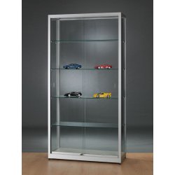 Vitrine d'exposition l 100 p 40 h 200 cm portes coulissantes et aluminium argent