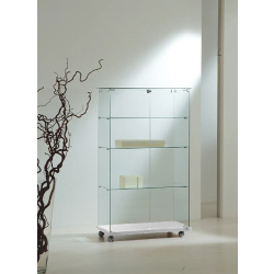 Vitrine d'exposition 8/14EVA - 80cm de large - Blanc - Double porte vitrée avec serrure - 3 tablettes amovibles
