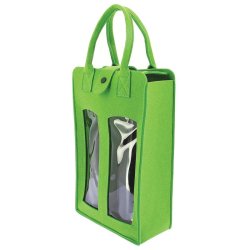 Sac feutrine vert 2 bouteilles -