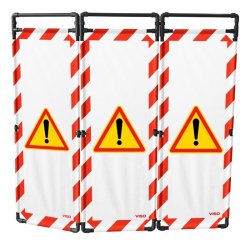 Barrière d'intervention 3 panneaux PVC ou Inox 304 - 1800 / PVC / Attention