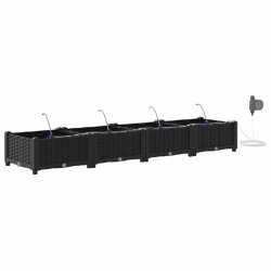 Helloshop26 - Lot de 4 cache-pots de jardin moderne épuré 160 x 40 x 22 cm avec système d'irrigation en acier noir 02_0058542 - noir acier 30002406