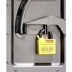 Scellé de sécurité Unisto Qubis - cadenas en polypropylène et laiton - personnalisation laser