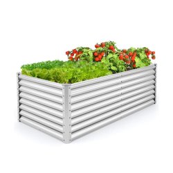 Helloshop26 - Lot de 1 lit de jardin surélevé 180 x 95 x 60 cm grande capacité pour fleurs et légumes style contemporain en métal 20_0012338 - gr