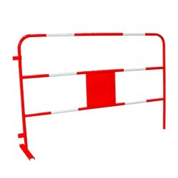 Barrière de chantier en acier galvanisé 1500mm - panneau personnalisable, bandes réfléchissantes