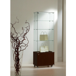 Vitrine d'exposition largeur 60cm - rangement 6/18MVA - finition wengé avec tablettes amovibles et serrure
