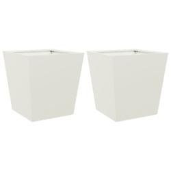 Helloshop26 - Jardinière bac lit surélevé plantes fleurs jardin terrasses lot de 2 40 x 40 x 40 cm acier blanc 02_0038951 - blanc acier 3000217980918