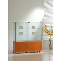 Vitrine d'exposition large 12/14MVA - Cerisier - Verre trempé et bois - 117x40x130 cm