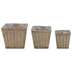 Helloshop26 - Jardinière lit surélevé plantes fleurs jardin 3 pièces osier avec doublure en PE 02_0001330 - 3000077011531