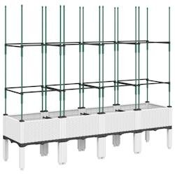Helloshop26 - Jardinière bac lit surélevé plantes fleurs terrasse jardin avec treillis 160 x 40 x 142,5 cm PP blanc 02_0038270 - blanc 3000214152127