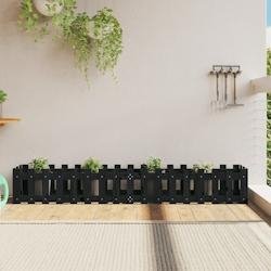Helloshop26 - Jardinière bac lit surélevé plantes fleurs terrasse jardin de jardin design de clôture 200 x 30 x 30cm pin massif noir 02_0039805 -