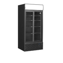 Vitrine réfrigérée noire - gamme FSC - 2 ou 3 portes avec caisson lumineux - finition aluminium noir