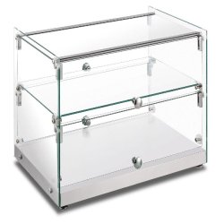 Vitrine neutre en acier et verre avec 1 étagère. Dimensions (LxPxH) 55,5x36,1x37,9 cm. Modèle CRN20 - 4237
