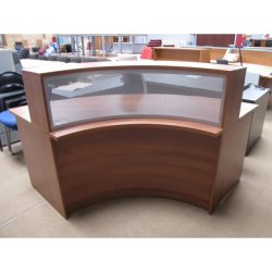 Banque d'accueil courbe - décor Merisier Ambré