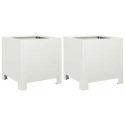 Helloshop26 - Jardinière bac lit surélevé plantes fleurs jardin terrasses lot de 2 30 x 30 x 30 cm acier blanc 02_0038913 - blanc acier 3000217976584