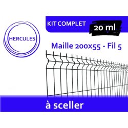 Kit clôture rigide à sceller - Hercules - 20 ml - poteaux à encoches ADFIX