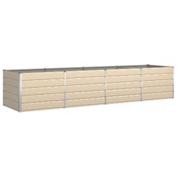 Helloshop26 - Jardinière rectangulaire moderne pour terrasse 195 x 100 x 45 cm fonctionnalité esthétique en acier galvanisé ivoire - acier 3000240
