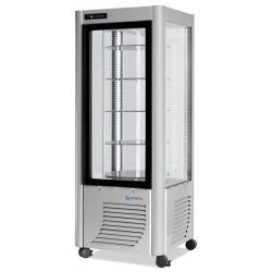 Vitrine réfrigérée positive 400L 4 faces vitrées spécial chocolat étagères rondes SCAIOLA - Argent