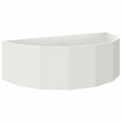 Helloshop26 - Jardinière demi-ronde moderne extérieur 120 x 60 x 35 cm design chic en acier blanc 02_0052923 - blanc métal 3000237653274