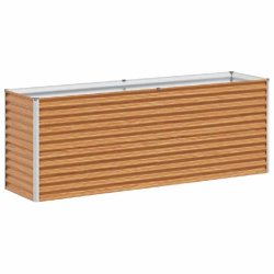 Helloshop26 - Jardinière surélevée design industriel extérieur 195 x 50 x 68 cm drainage optimal en acier galvanisé marron clair 02_0059040 - mar