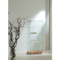 Vitrine d'exposition en verre trempé 6/14VA - cerisier - 60x40x140 cm avec serrure et 3 tablettes amovibles
