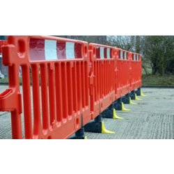 Barrière de chantier de délimitation - 2m x 1m - Film rouge et blanc - Pied Clearpath - Orange