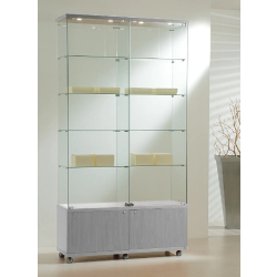 Vitrine très haute standard 12/22MVA - gris - 8 tablettes amovibles - portes et meuble de rangement avec serrures