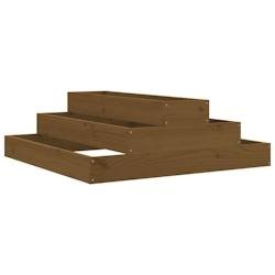 Helloshop26 - Jardinière bac lit surélevé plantes fleurs terrasse jardin 80 x 80 x 27 cm bois massif de pin marron 02_0037903 - marron Bois massif