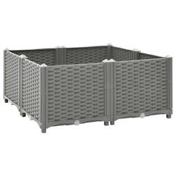 Helloshop26 - Jardinière bac lit surélevé plantes fleurs terrasse jardin 80 x 80 x 38 cm polypropylène gris 02_0039249 02_0039249 - gris 3000218453008