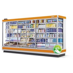 Vitrine réfrigérée libre service - Portes vitrées pivotantes double vitrage - Dimensions jusqu'à 3750 mm