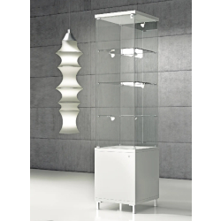 Vitrine d'exposition sécurisée Q45MVA - verre trempé, LED intégrés et rangement sécurisé