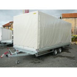 Remorque plateau HUMBAUR HN 355221 GR - 2 essieux, roues surbaissées, ridelles alu, PTAC 3500 kg