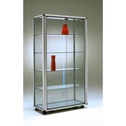 Vitrine d'exposition "NEON" - alu renforcé avec éclairage intégré et verre trempé 5-6 mm